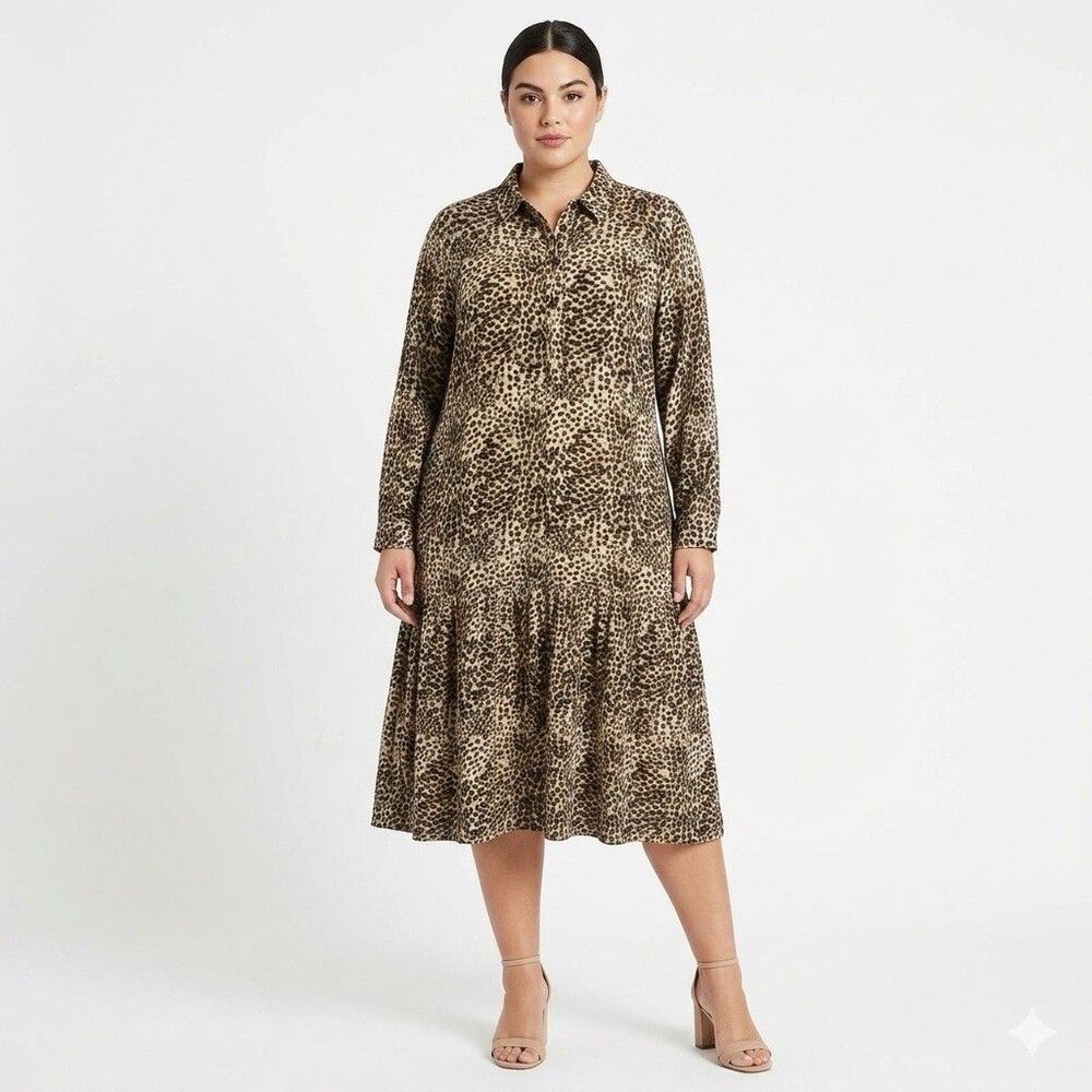 Minimalist Bold Leopard Print Midi Dress XXL Chic Animal Print Statement Piece
